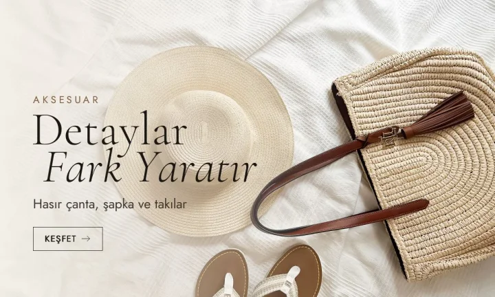 Hasır şapka ve hasır çanta, aksesuar koleksiyonu