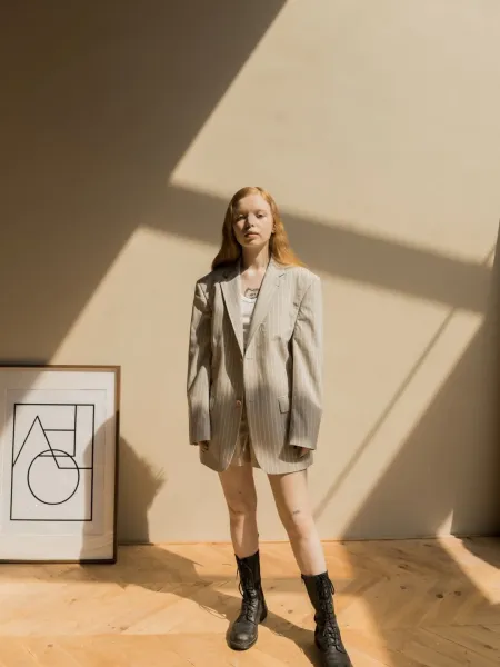 Bej Oversize Blazer Ceket