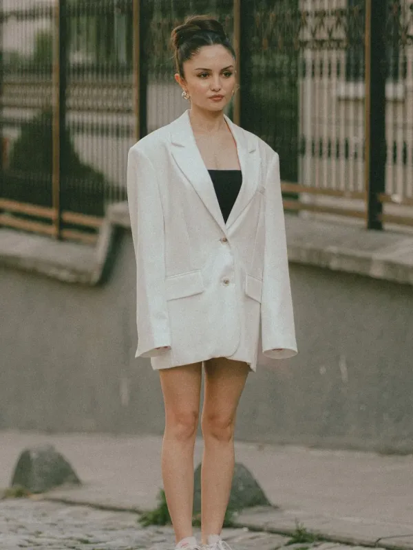 Bej Oversize Blazer Ceket