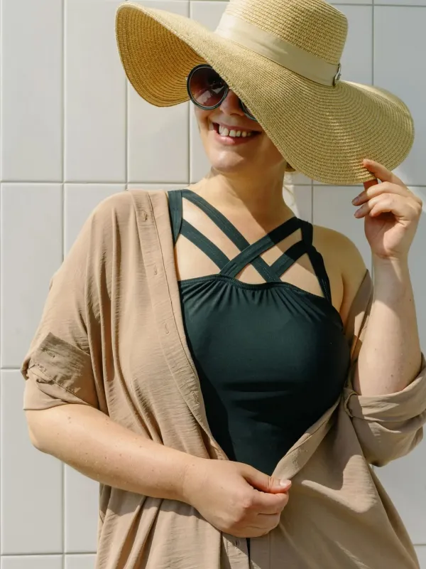 Naturel Hasır Geniş Kenarlı Şapka