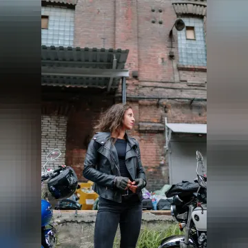 Siyah Suni Deri Biker Ceket