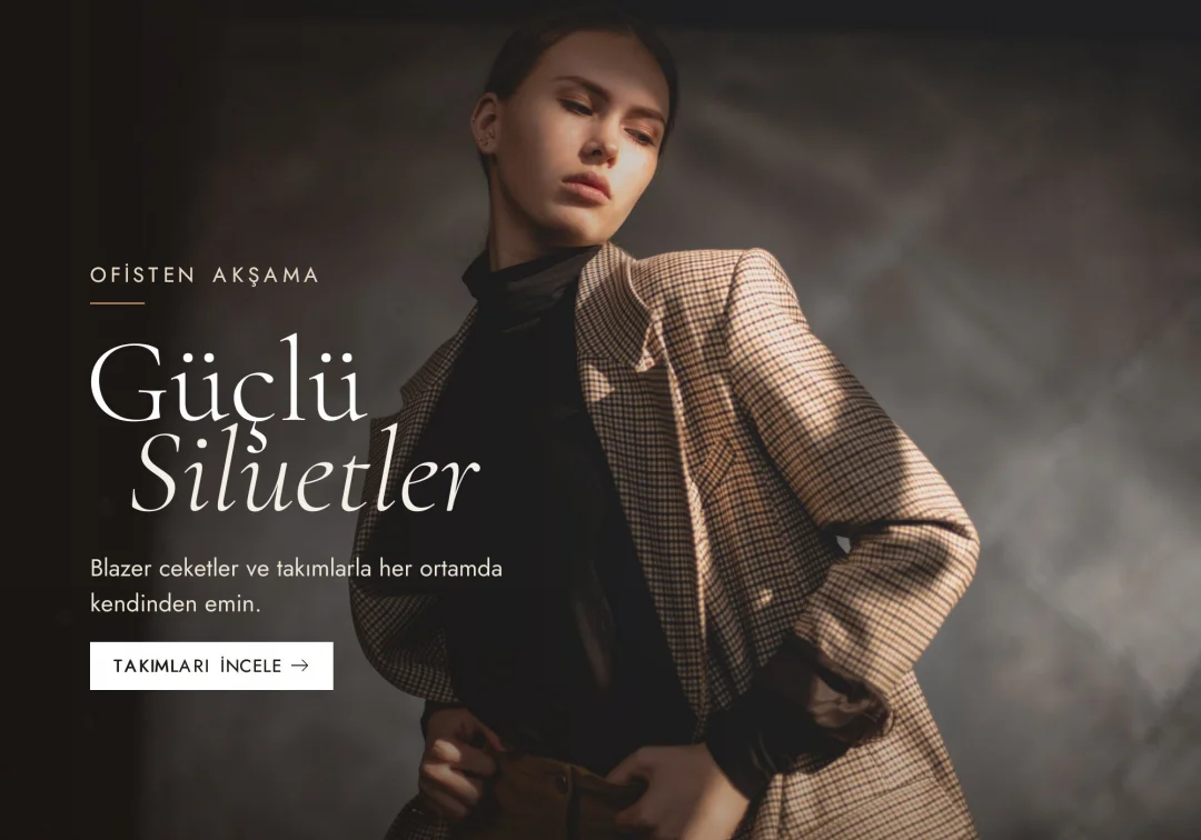 Ekose blazer ceketli kadın, takım koleksiyonu